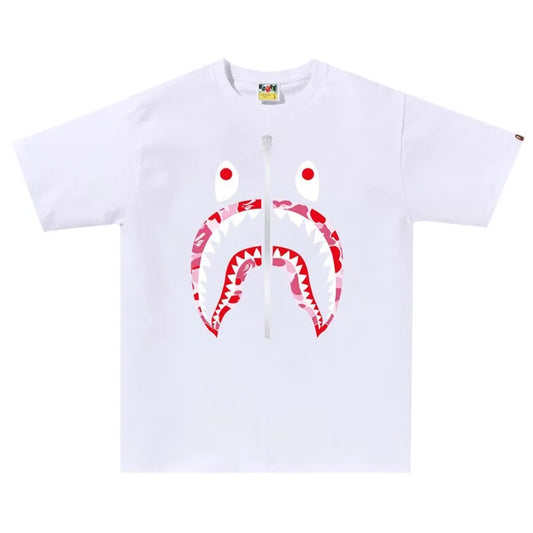 BAPE ABC Camo Shark Tee 'White/Pink'